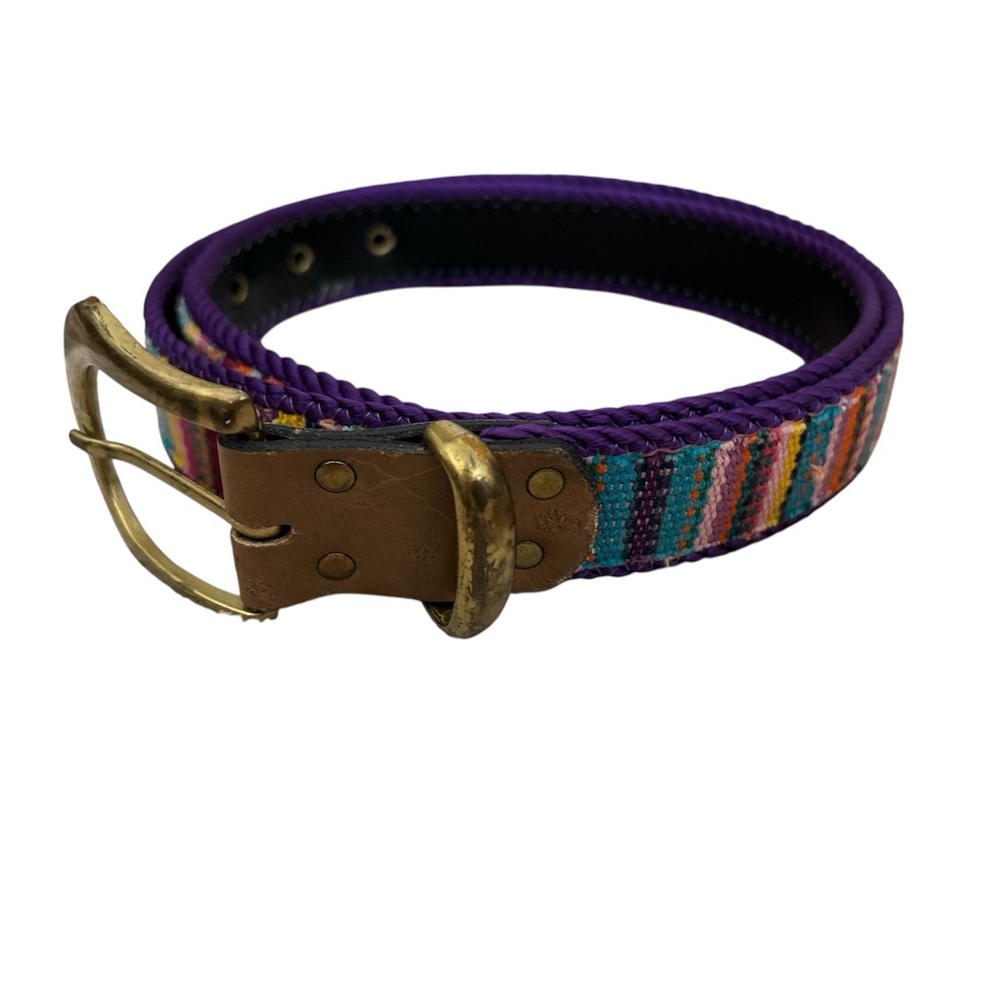 Vintage Elite Woven Belt with Purple Trim size L